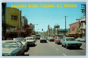 Baja California Mexico Postcard Greetings from Tijuana Business Area c1950's