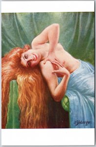 Seeberger Smit With Love Amorosa Portrait Long Haired Nude Woman Postcard