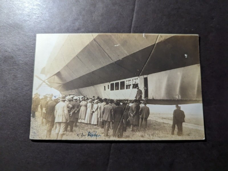 Mint Germany 1911 Aviation Zeppelin PPC Postcard Airship in Dresden