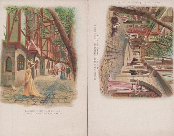 Exposition Universelle 1900 La Rue De Rempart 2x Antique French Postcard