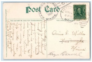 1908 Elm Street Highway Dirtroad Lined Trees Building Hartland Maine ME Postcard