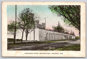 Waupun Wisconsin~State Penitentiary From Street~Vintage Postcard