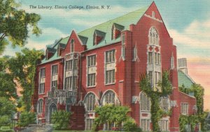 Vintage Postcard 1930's The Library Elmira College Elmira New York QCPC Pub.