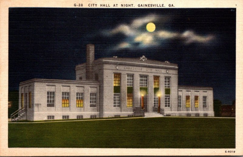 Georgia Gainesville City Hall At Night 1948