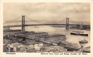 Delaware River Front and Bridge real photo Philadelphia, Pennsylvania PA