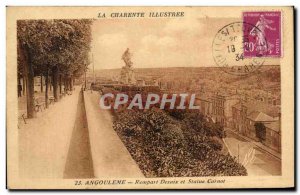Postcard Old Charente Angouleme Illustree Rempart Desaix And Staue Carnot