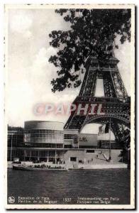 Old Postcard Paris Paris Exhibition Pavilion of Belgium Eiffel Tower