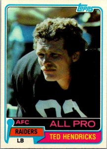 1981 Topps Football Card Ted Hendricks Oakland Raiders sk10394