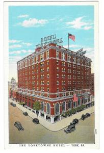 York PA Yorktowne Hotel Vintage Curteich Postcard