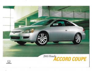 2003 Honda Accord Coupe Passenger Car Advertising 4 by 6 card