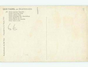 foreign Old Postcard signed BULLFIGHTING SCENE FROM QUO VADIS AC3600