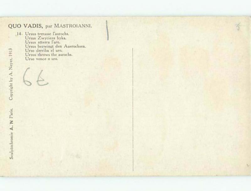 foreign Old Postcard signed BULLFIGHTING SCENE FROM QUO VADIS AC3600