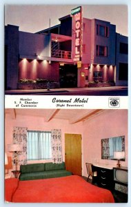 SAN FRANCISCO, California CA ~ Roadside CORONET MOTEL Night Neon c1960s Postcard