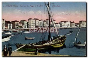 Old Postcard Boat Golfe Juan Beachfront and port