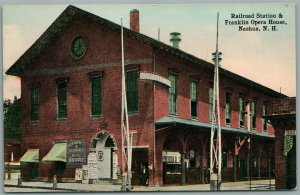 NASHUA NH RAILROAD STATION & OPERA HOUSE RAILWAY TRAIN DEPOT ANTIQUE POSTCARD