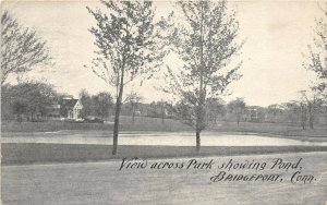 Bridgeport Connecticut 1908 Postcard View Across Park Showing Pond