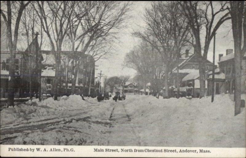 Andover MA Main St. North From Chestnut c1910 Postcard FRANK SWALLOW