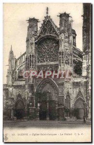 Postcard Old St. Jacques Church Dieppe portal