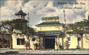 Honolulu Hawaii HI Waikiki Lau Yee Chai Linen Vintage Postcard