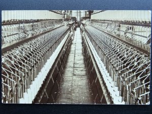 Lancashire OLDHAM COTTON MILL INTERIOR showing Ring Spinning c1905 RP Postcard