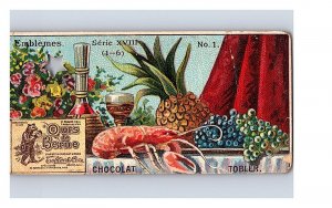 Vintage 1890's Victorian Trade Card Toblerone Swiss Chocolate - Lobster & Fruit