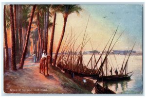 1905 Banks of the Nile Near Cairo Egypt Posted Oilette Tuck Art Postcard