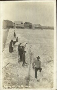 Fort Ft. Gibbon AK Bigging Out Ditches c1910 Real Photo Postcard