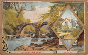 KILLARNEY IRELAND~OLD WEIR BRIDGE + DINIS COTTAGE~1907 GILT POSTCARD