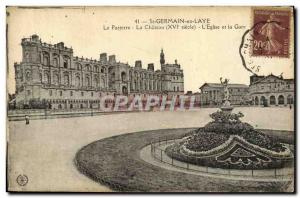 Postcard Old St Germain Laye Le Parterre and The Chateau L Church and Gare