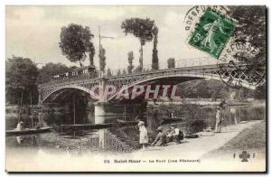 Saint Maur Old Postcard Bridge (train fishermen)