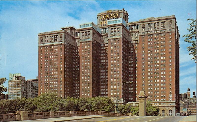 Chicago Illinois~Conrad Hilton Hotel & Essex Inn (from Bridge?)~1960s Postcard