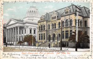 SAN JOSE CALIFORNIA COURT HOUSE & HALL OF RECORDS UDB POSTCARD c1907