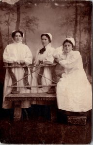 RPPC Russian Nurses Studio Portrait Real Photo Postcard Y12