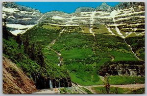 Vtg Montana MT Weeping Wall Glacier National Park Logan Pass Highway Postcard