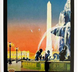 Paris France Postcard Monument Fountains Unused Unposted Vtg Poster Reprint E59