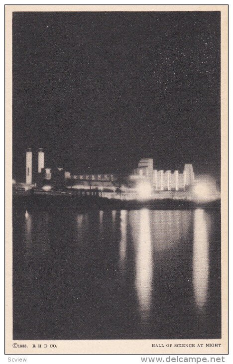 1934 Exposition , CHICAGO , Illinois ; Hall of Science at night