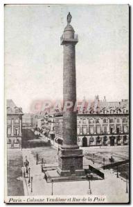 Paris Postcard Old Column Vendome and Rue de la Paix