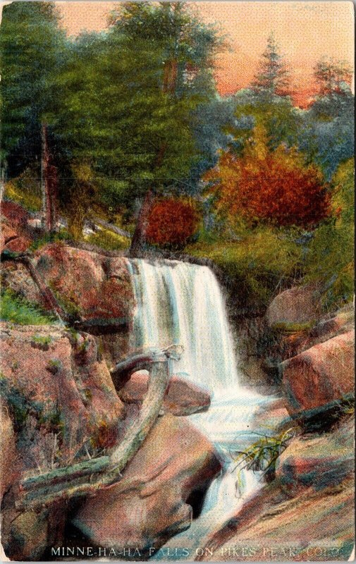 Minnehaha Falls Pikes Peak Colorado Antique Divided Back Postcard Unposted 