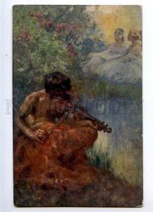 234519 Nymph FAUN w/ VIOLIN by Paolo SALA Vintage Color PC