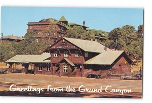 Grand Canyon National Arizona AZ Vintage Postcard Railroad Station El Tovar
