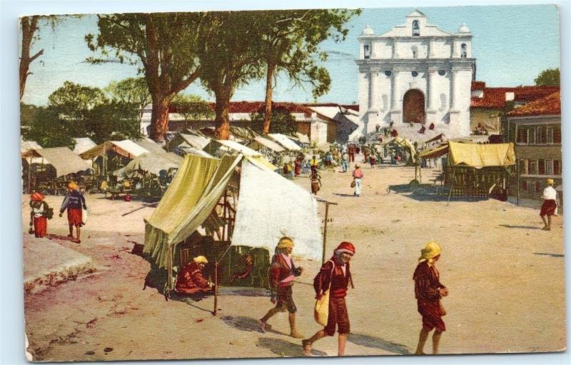 *santo tomas chichicastenango Plaza Church Guatemala Vintage Postcard B02