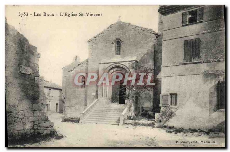Old Postcard Les Baux Church St Vincent