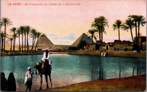 Egypt Cairo The Pyramids at the Time of the Flood Vintage Postcard  C009