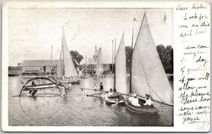 1907 Water Adventure Lakeview Sailboat Sailing Posted Postcard