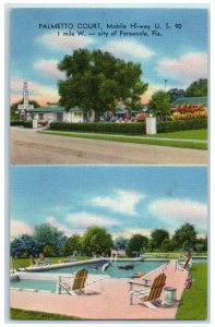 1952 Palmetto Court Mobile Hi-Way Exterior Building Pensacola Florida Postcard