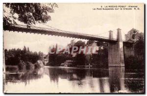 Old Postcard La Roche Posay Suspension bridge over the Creuse