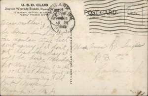 New York City Jewish Welfare Board USO Club WWII Judaica Postcard