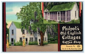 c1940 Philpot's Old English Cottages Coffee Shop Pensacola Florida FL Postcard