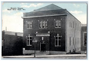 Black River Falls Wisconsin WI Postcard Masonic Temple Building 1916 Antique