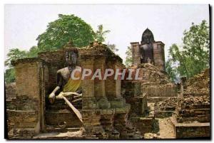 Postcard Modern Thailand A buddha statue Wat Mahathat Sukhothai Province